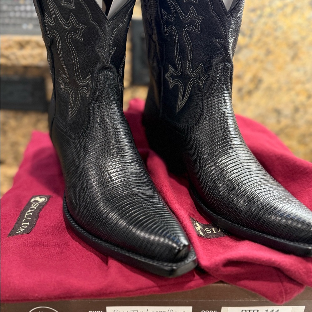 Ladies Stallion Ringtail Lizard/Calfskin Western style 9" boots size 9 NIB
